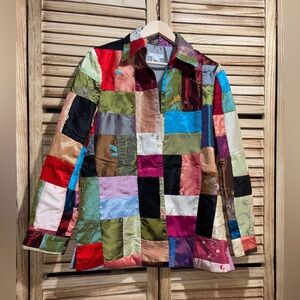 Grace Chuang Patchwork Blazer Jacket Multi-Color Art to Wear Boho Size Small
